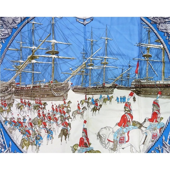 Hermes Blue Marine Scarf - Picture 4 of 11